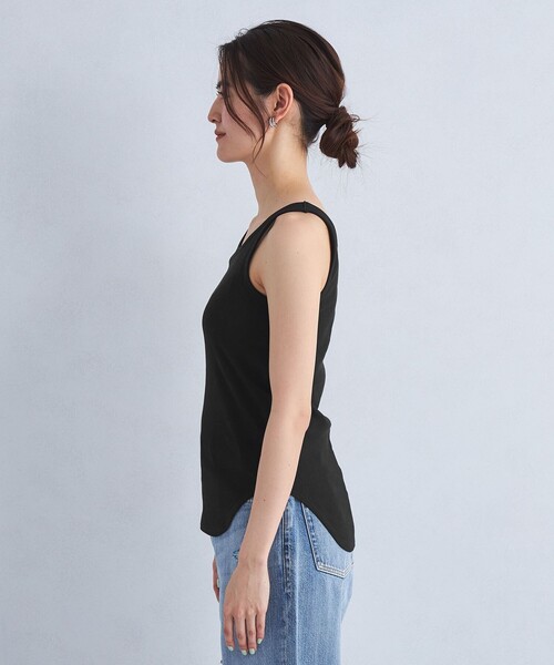 green label relaxing(グリーンレーベルリラクシング)の「ベーシック リブ タンクトップ(タンクトップ・レディース・ブラック/モカ/オフホワイト・FREE)」の8枚目の写真