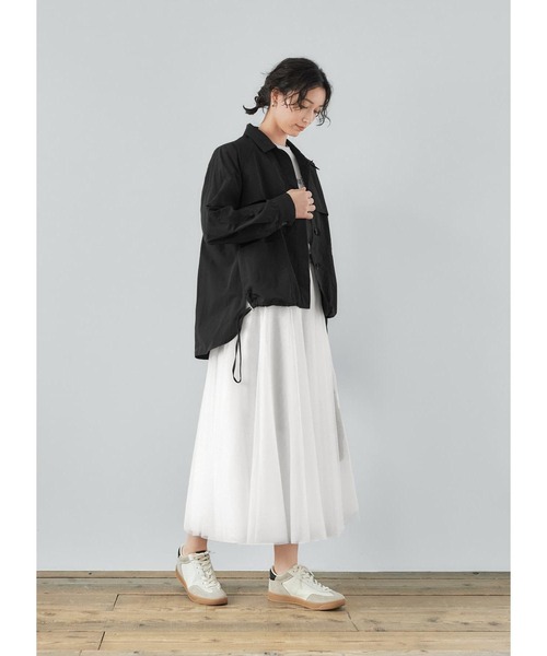 STYLE DELI（スタイルデリ）の「マットナイロンシャツジャケット（ナイロンジャケット・レディース・ブラック/ベージュ/ホワイト・FREE）」の21枚目の写真
