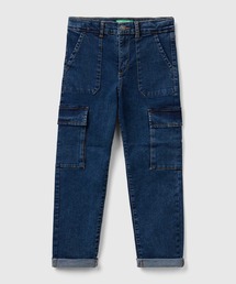 BENETTON (UNITED COLORS OF BENETTON) | キッズストレッチストーンウォッシュロールアップスリムカーゴデニムパンツB(デニムパンツ)