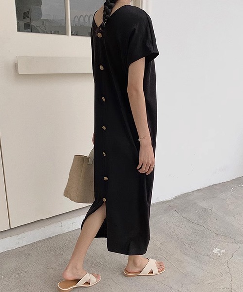 新品タグ付き　BUNON バックボタン　ワンピース BUNON ブノン : Back Button Dress ドットプリントバックボタン