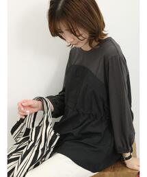 Samansa Mos2 blue | ドッキングドロストプルオーバー(Tシャツ/カットソー)