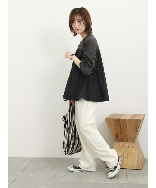 Samansa Mos2 blue（サマンサモスモスブルー）の「ドッキングドロストプルオーバー（Tシャツ/カットソー・レディース・キナリ/ブラック/チャコールグレー・F）」の18枚目の写真