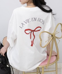 リボンプリントBIGサイズ半袖 Tシャツ