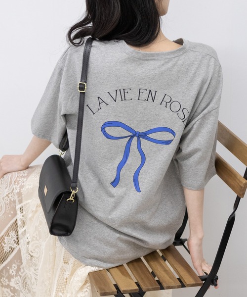 pumpkin port(パンプキンポート)の「リボンプリントBIGサイズ半袖 Tシャツ(Tシャツ/カットソー・レディース・ホワイト/チャコールグレー/グレー・FREE)」の18枚目の写真