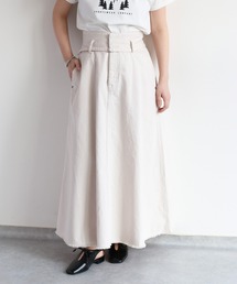 カラーデニムロングフレアースカート