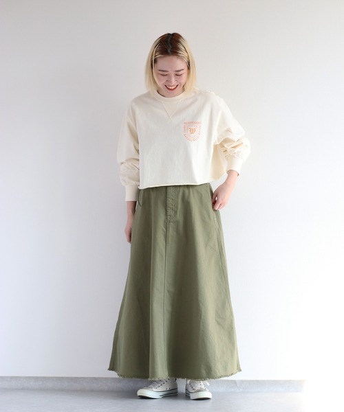 cepo（セポ）の「カラーデニムロングフレアースカート（スカート・レディース・オフホワイト/オリーブ・L/M/S）」の20枚目の写真