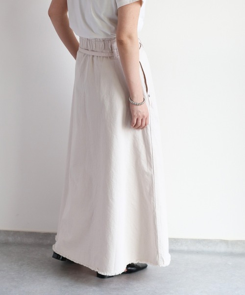 cepo（セポ）の「カラーデニムロングフレアースカート（スカート・レディース・オフホワイト/オリーブ・L/M/S）」の5枚目の写真