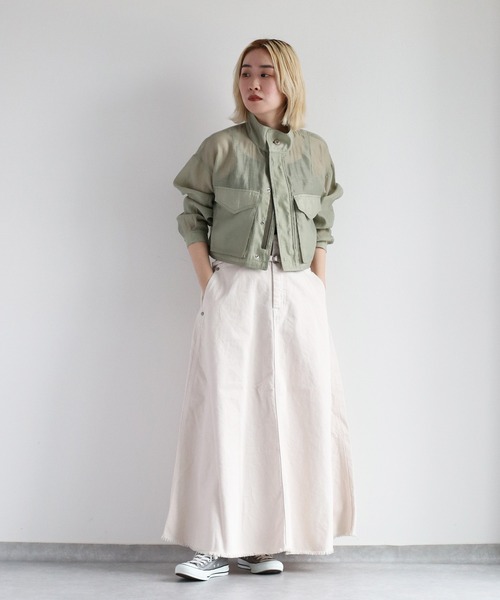 cepo（セポ）の「カラーデニムロングフレアースカート（スカート・レディース・オフホワイト/オリーブ・L/M/S）」の11枚目の写真