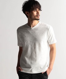NICOLE CLUB FOR MEN | エンボスアラカルトVネック半袖プルオーバー(Tシャツ/カットソー)
