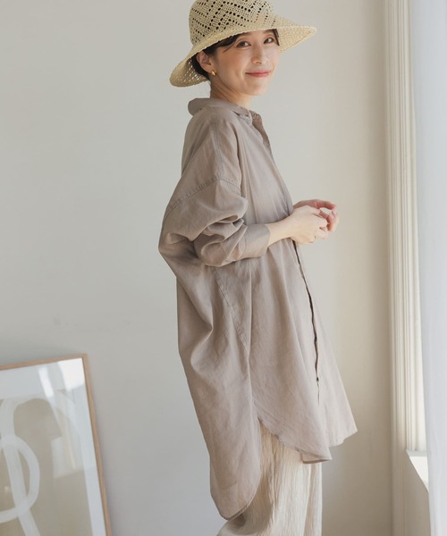 URBAN RESEARCH DOORS（アーバンリサーチドアーズ）の「ラミーコットンビックシャツ（シャツ/ブラウス・レディース・ベージュ/カーキ/ブルー・MEDIUM）」の5枚目の写真