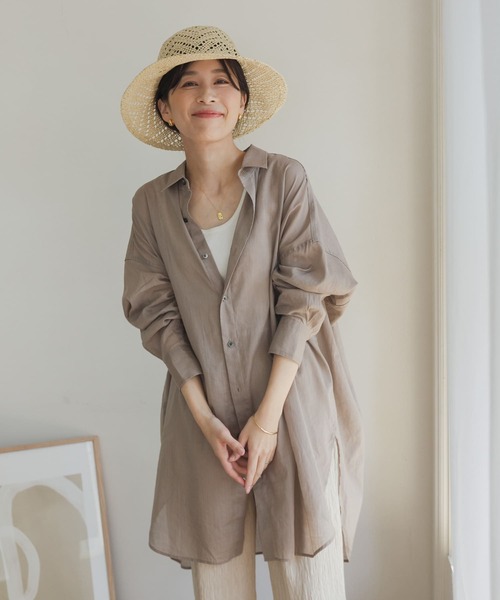 URBAN RESEARCH DOORS（アーバンリサーチドアーズ）の「ラミーコットンビックシャツ（シャツ/ブラウス・レディース・ベージュ/カーキ/ブルー・MEDIUM）」の6枚目の写真