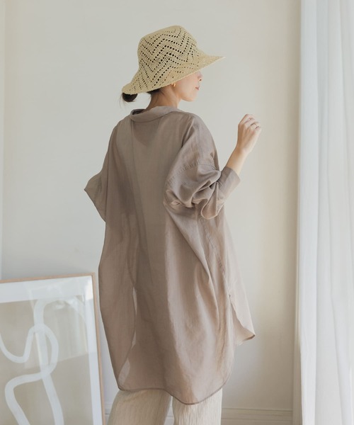 URBAN RESEARCH DOORS（アーバンリサーチドアーズ）の「ラミーコットンビックシャツ（シャツ/ブラウス・レディース・ベージュ/カーキ/ブルー・MEDIUM）」の8枚目の写真