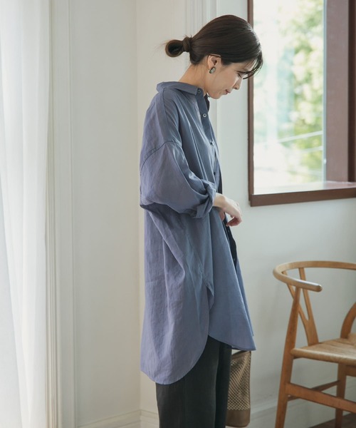 URBAN RESEARCH DOORS（アーバンリサーチドアーズ）の「ラミーコットンビックシャツ（シャツ/ブラウス・レディース・ベージュ/カーキ/ブルー・MEDIUM）」の14枚目の写真
