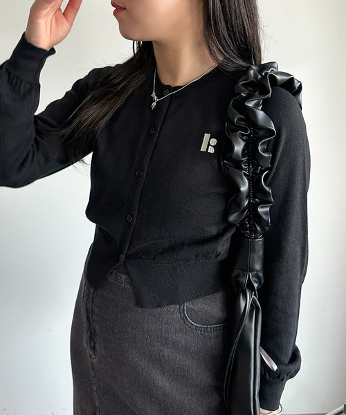 soie by apres jour mignon(ソワバイアプレジュールミニョン)の「ワンポイントカーディガン【ZOZOTOWN限定アイテム】(カーディガン/ボレロ・レディース・ブラック/グレー/ライトグレー・フリー/X-LARGE)」の6枚目の写真