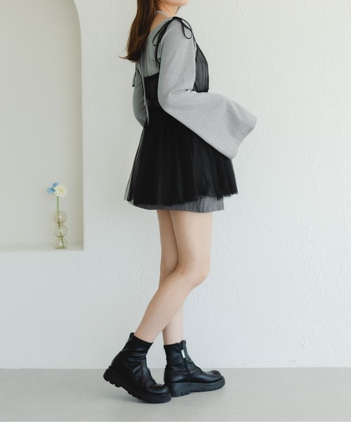 fupel（フぺル）の「シャーリングチュールキャミチュニック（キャミソール・レディース・アイボリー/ブラック・FREE）」の16枚目の写真