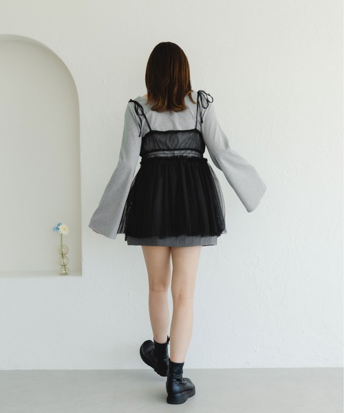 fupel（フぺル）の「シャーリングチュールキャミチュニック（キャミソール・レディース・アイボリー/ブラック・FREE）」の17枚目の写真