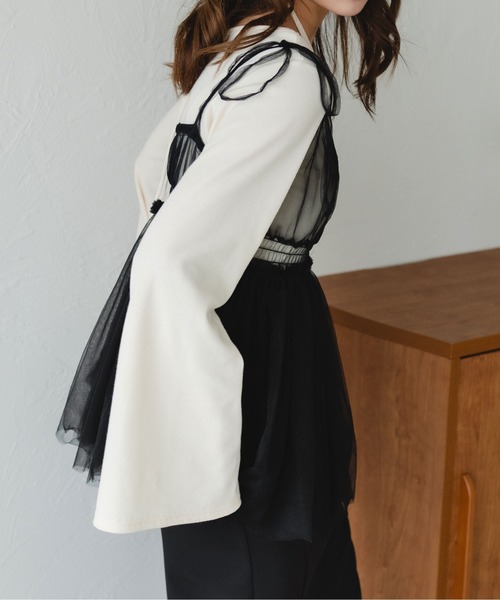 fupel（フぺル）の「シャーリングチュールキャミチュニック（キャミソール・レディース・アイボリー/ブラック・FREE）」の20枚目の写真