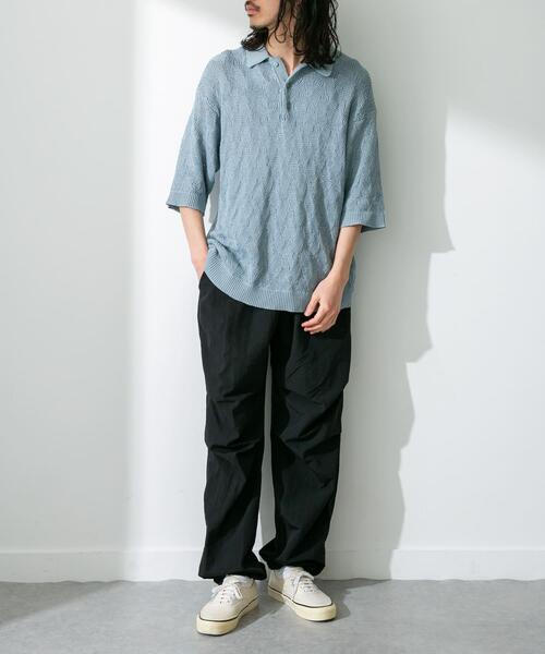 URBAN RESEARCH Sonny Label(アーバンリサーチサニーレーベル)の「リサイクルポリエステルニットポロシャツ(ニット/セーター・メンズ・ネイビー/ブルー系その他/ベージュ系その他・MEDIUM/LARGE)」の5枚目の写真