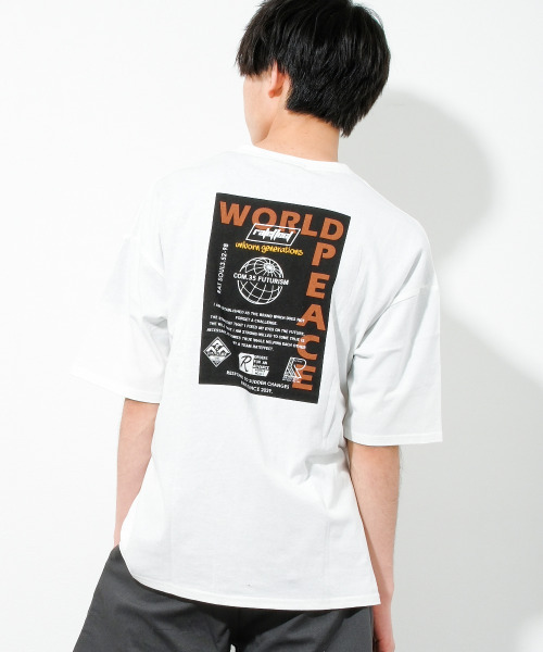 RAT EFFECT(ラットエフェクト)の「PEACEポケBIG Tシャツ(Tシャツ/カットソー・キッズ・チャコールグレー/オフホワイト/ブラック/ライトグレー・170/160/150/140/130)」の2枚目の写真