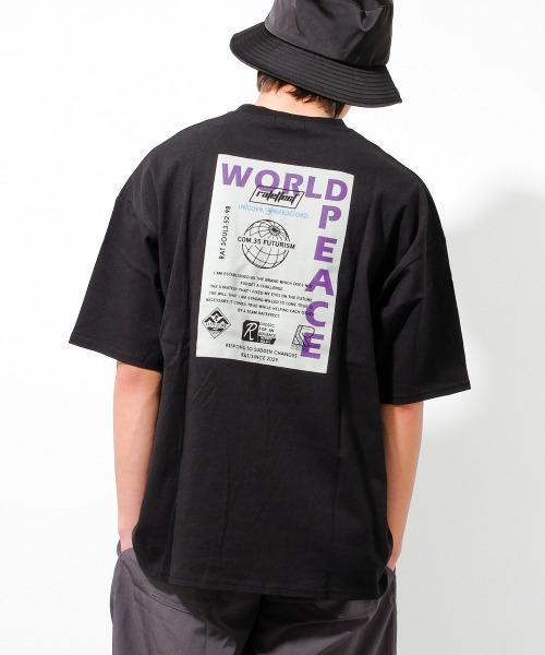 RAT EFFECT(ラットエフェクト)の「PEACEポケBIG Tシャツ(Tシャツ/カットソー・キッズ・チャコールグレー/オフホワイト/ブラック/ライトグレー・170/160/150/140/130)」の3枚目の写真