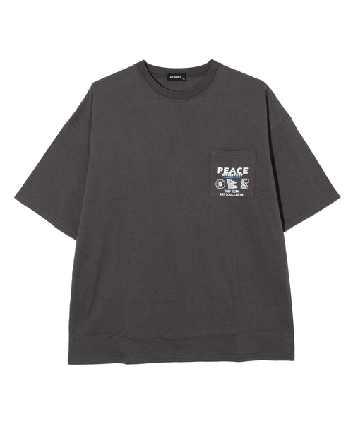 RAT EFFECT(ラットエフェクト)の「PEACEポケBIG Tシャツ(Tシャツ/カットソー・キッズ・チャコールグレー/オフホワイト/ブラック/ライトグレー・170/160/150/140/130)」の16枚目の写真