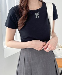 ラインストーンリボンTEE 118728