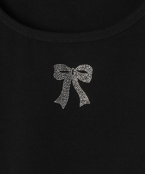 Heather(ヘザー)の「ラインストーンリボンTEE 118728(Tシャツ/カットソー・レディース・ブラック/ピンク/ホワイト・FREE)」の4枚目の写真