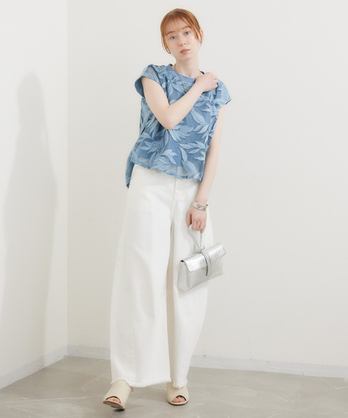 malla（マーラ）の「malla メッシュレース天竺プルオーバー（Tシャツ/カットソー・レディース・ホワイト/ブルー・FREE）」の19枚目の写真