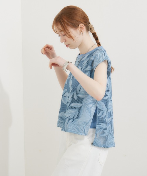 malla（マーラ）の「malla メッシュレース天竺プルオーバー（Tシャツ/カットソー・レディース・ホワイト/ブルー・FREE）」の21枚目の写真