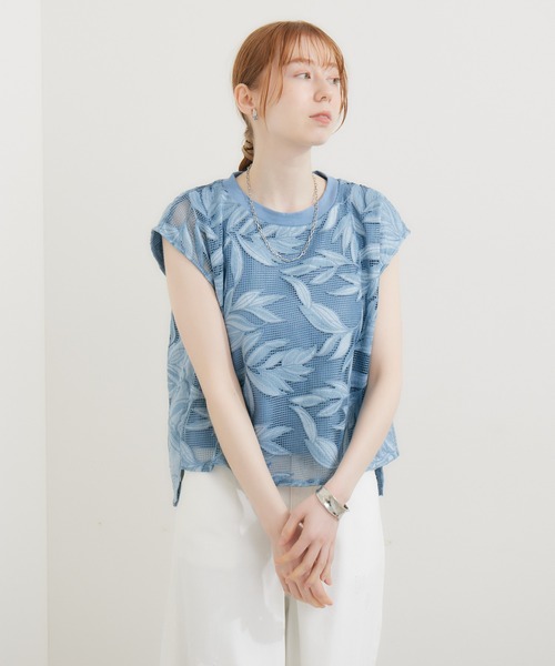 malla（マーラ）の「malla メッシュレース天竺プルオーバー（Tシャツ/カットソー・レディース・ホワイト/ブルー・FREE）」の22枚目の写真