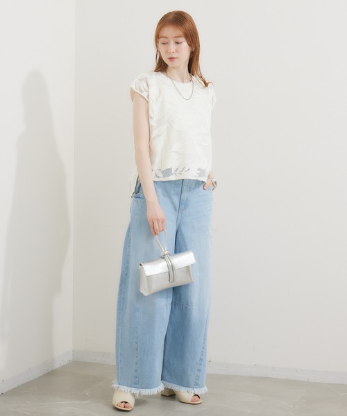 malla（マーラ）の「malla メッシュレース天竺プルオーバー（Tシャツ/カットソー・レディース・ホワイト/ブルー・FREE）」の15枚目の写真