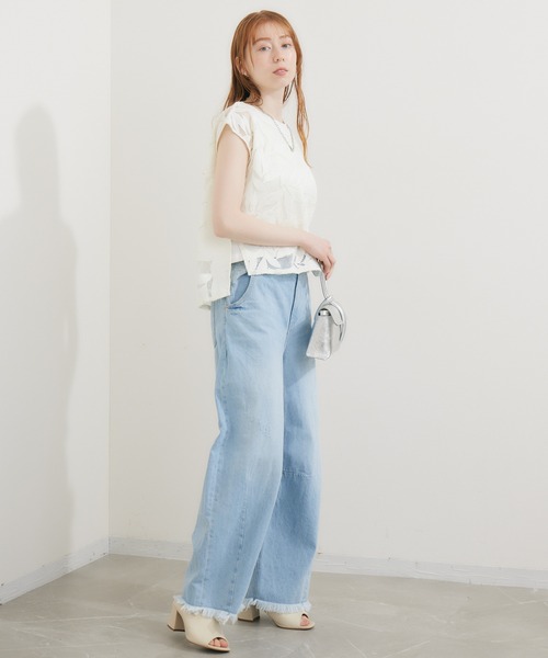 malla（マーラ）の「malla メッシュレース天竺プルオーバー（Tシャツ/カットソー・レディース・ホワイト/ブルー・FREE）」の16枚目の写真