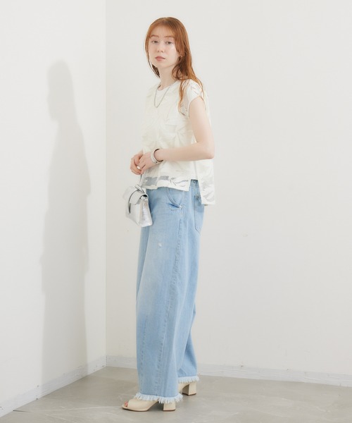 malla（マーラ）の「malla メッシュレース天竺プルオーバー（Tシャツ/カットソー・レディース・ホワイト/ブルー・FREE）」の17枚目の写真