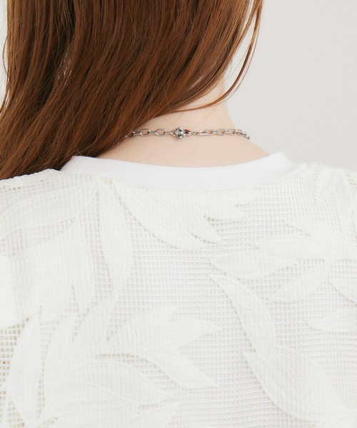 malla（マーラ）の「malla メッシュレース天竺プルオーバー（Tシャツ/カットソー・レディース・ホワイト/ブルー・FREE）」の10枚目の写真