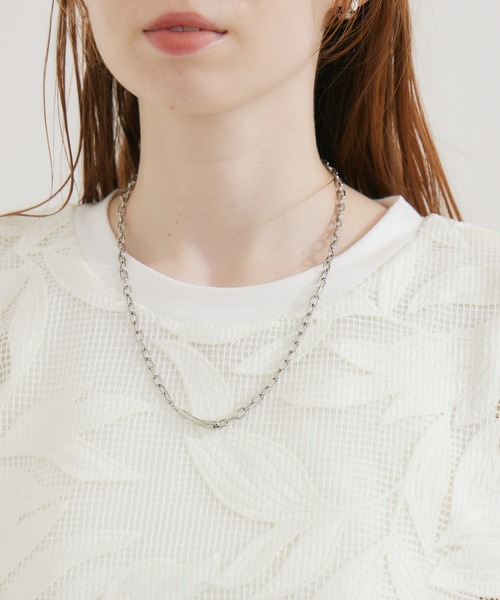 malla（マーラ）の「malla メッシュレース天竺プルオーバー（Tシャツ/カットソー・レディース・ホワイト/ブルー・FREE）」の3枚目の写真