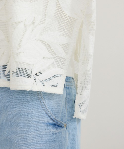 malla（マーラ）の「malla メッシュレース天竺プルオーバー（Tシャツ/カットソー・レディース・ホワイト/ブルー・FREE）」の5枚目の写真