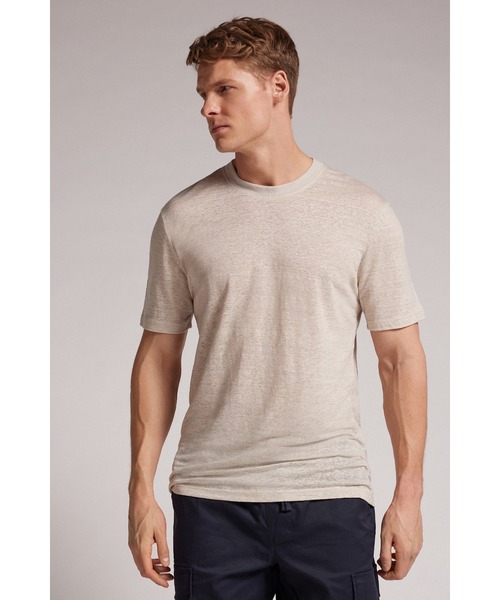 【MassimoDutti】日本未発売★リネン＆コットン混・半袖Tシャツ 婦人 リネン混半袖Tシャツ | 無印良品