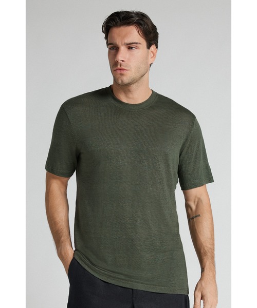Intimissimi(インティミッシミ)の「リネン Tシャツ(Tシャツ/カットソー・メンズ・ベージュ/グリーン/ブラック/ライトブルー/ライトグレー/ブラウン/カーキ・S/M/L/XL)」の5枚目の写真