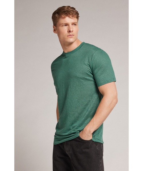 Intimissimi(インティミッシミ)の「リネン Tシャツ(Tシャツ/カットソー・メンズ・ベージュ/グリーン/ブラック/ライトブルー/ライトグレー/ブラウン/カーキ・S/M/L/XL)」の6枚目の写真