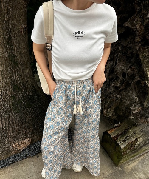 sandlessmoon(サンドレスムーン)の「サイドリボンTシャツ(Tシャツ/カットソー・レディース・ピンク/ホワイト・FREE)」の8枚目の写真