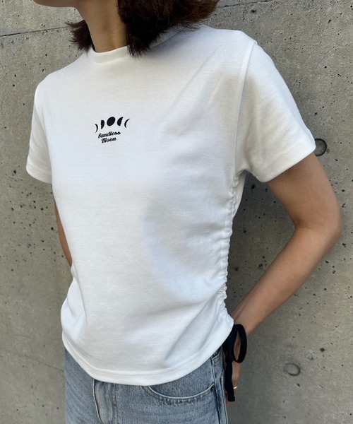 sandlessmoon(サンドレスムーン)の「サイドリボンTシャツ(Tシャツ/カットソー・レディース・ピンク/ホワイト・FREE)」の12枚目の写真