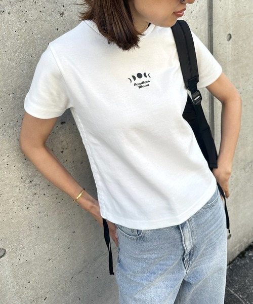 sandlessmoon(サンドレスムーン)の「サイドリボンTシャツ(Tシャツ/カットソー・レディース・ピンク/ホワイト・FREE)」の15枚目の写真