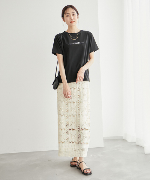 ROPE' PICNIC（ロペピクニック）の「RENUロゴTシャツ/リンクコーデ（Tシャツ/カットソー・レディース・ホワイト/ブラック/ベージュ/クリーム/ベージュ系その他2・40/38）」の6枚目の写真