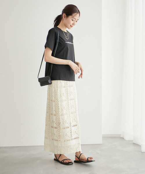 ROPE' PICNIC（ロペピクニック）の「RENUロゴTシャツ/リンクコーデ（Tシャツ/カットソー・レディース・ホワイト/ブラック/ベージュ/クリーム/ベージュ系その他2・40/38）」の7枚目の写真