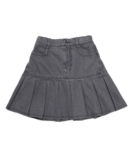 PUNYUS（プニュズ）の「プリーツヘムデニムミニスカート（デニムスカート・レディース・ブラック/ライトブルー・1/2/3/4）」の15枚目の写真