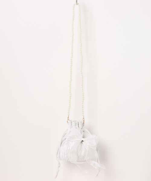 Mayree（メイリー）の「【float】リボンピン付き 巾着型 パールベルト ショルダーバッグ【2way】（ショルダーバッグ・レディース・ホワイト/ブラック・FREE）」の15枚目の写真