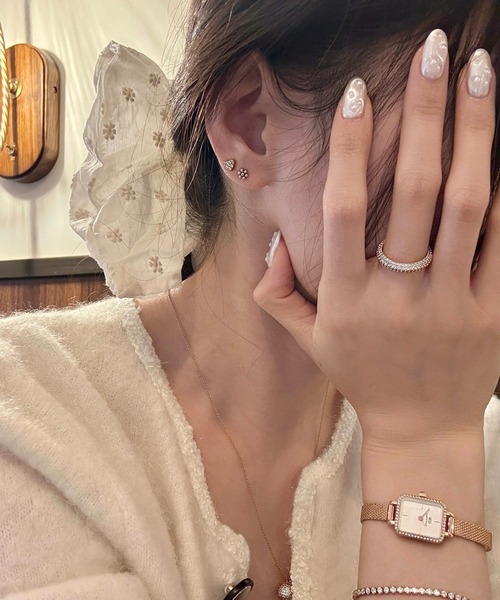 PAVE CRYSTAL PENDANT RING レディースリング ローズゴールド