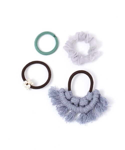 studio CLIP（スタディオクリップ）の「４SETフリンジミニポニー（ヘアゴム・レディース・ブルー/ブラウン/グリーン・FREE）」の3枚目の写真