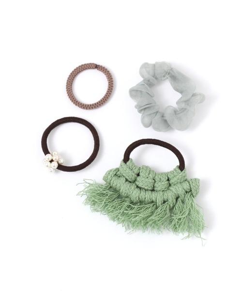 studio CLIP（スタディオクリップ）の「４SETフリンジミニポニー（ヘアゴム・レディース・ブルー/ブラウン/グリーン・FREE）」の2枚目の写真