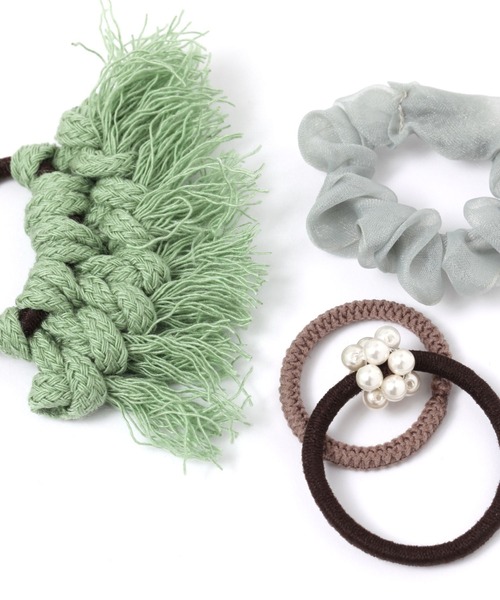 studio CLIP（スタディオクリップ）の「４SETフリンジミニポニー（ヘアゴム・レディース・ブルー/ブラウン/グリーン・FREE）」の6枚目の写真